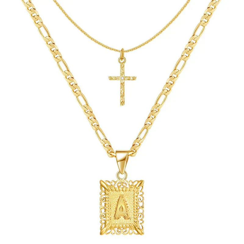 Conjunto Collar Cruz Inicial | Oro