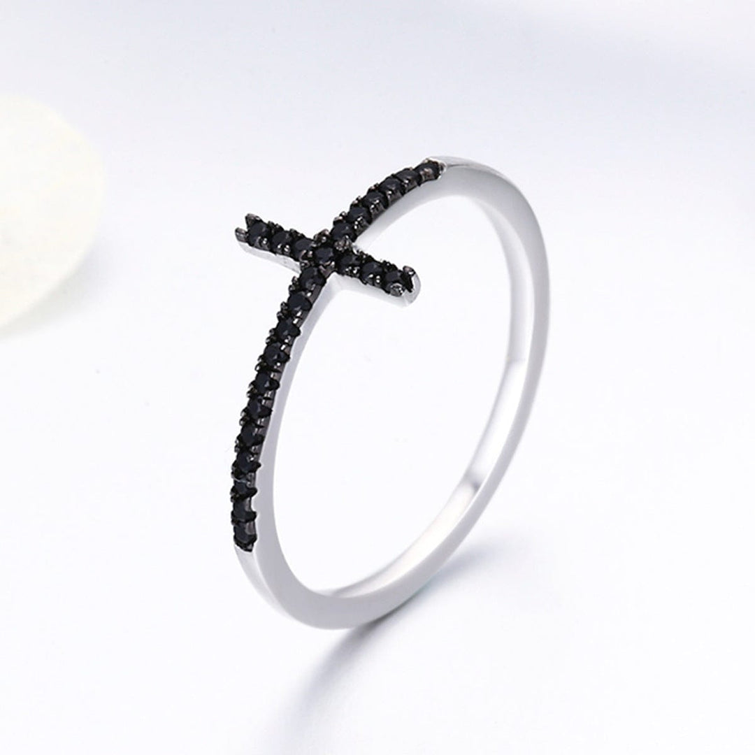 ANILLO BRILLANTE CRUZ DE PLATA