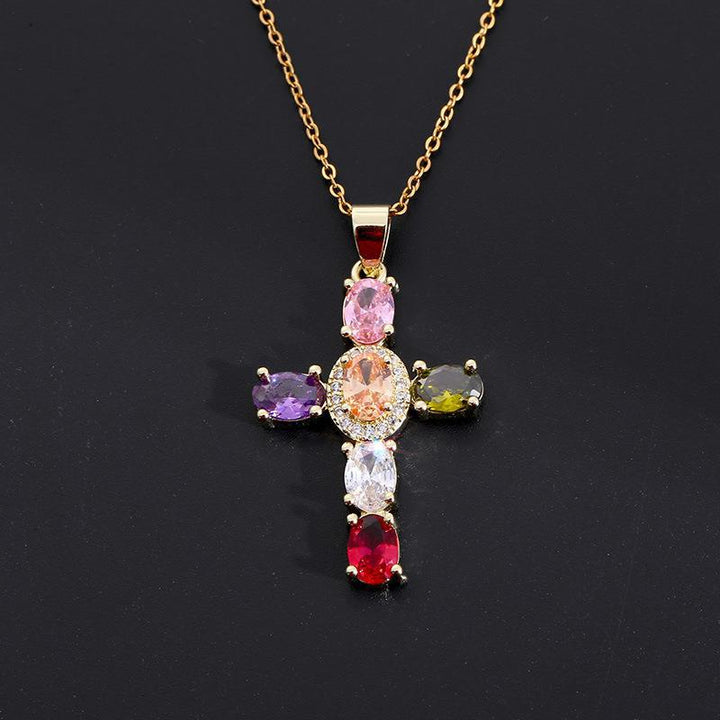 COLLARES CRUZADOS DE GEMAS COLORIDAS
