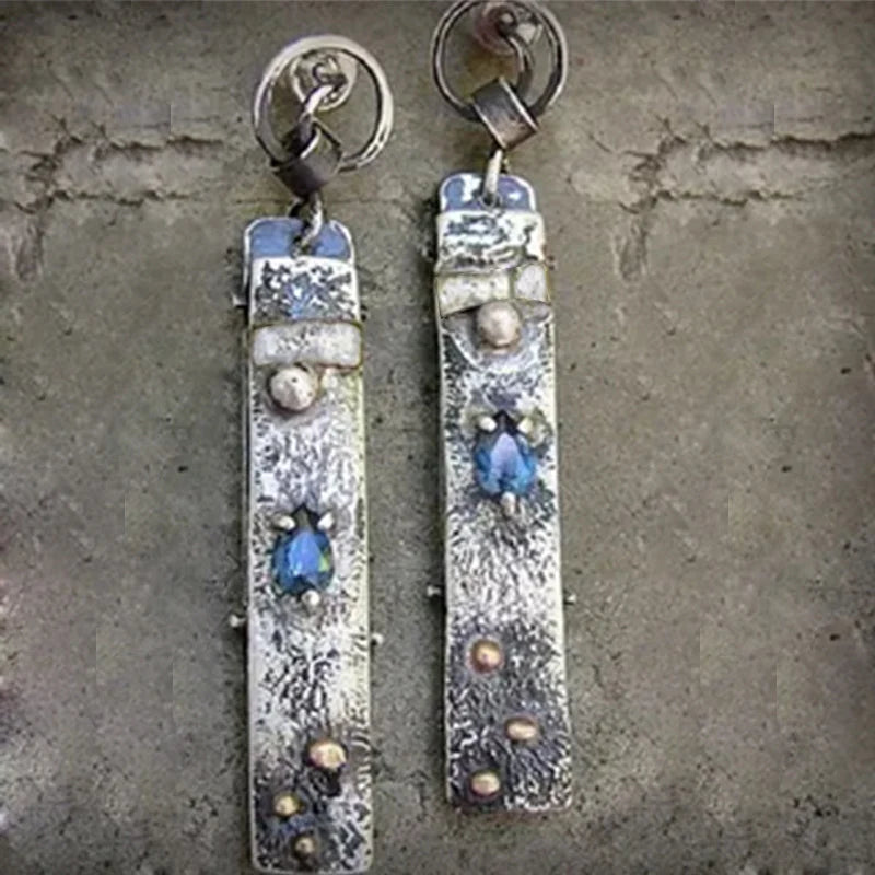 Pendientes artesanales de piedra azul
