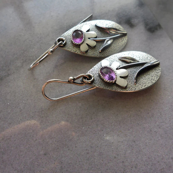 Pendientes retro con flor en 3D
