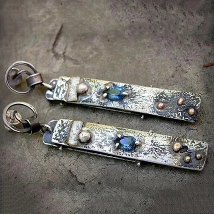 Pendientes artesanales de piedra azul