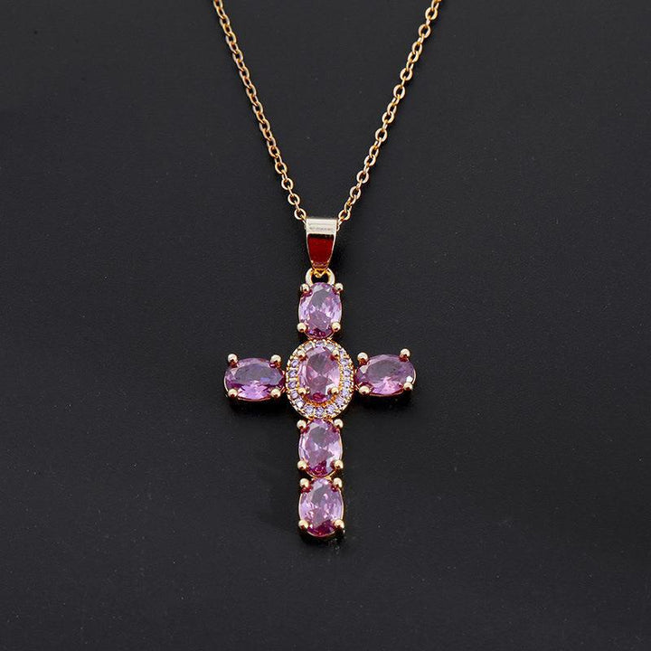 COLLARES CRUZADOS DE GEMAS COLORIDAS