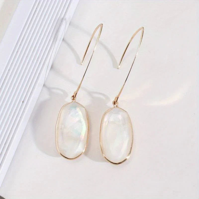 Pendientes colgantes con piedra blanca