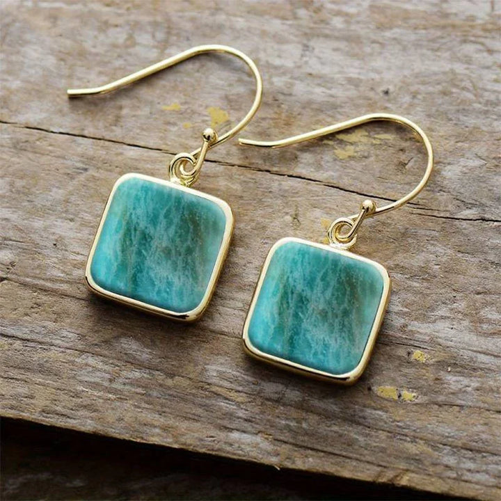 Pendientes vintage con piedra turquesa cuadrada