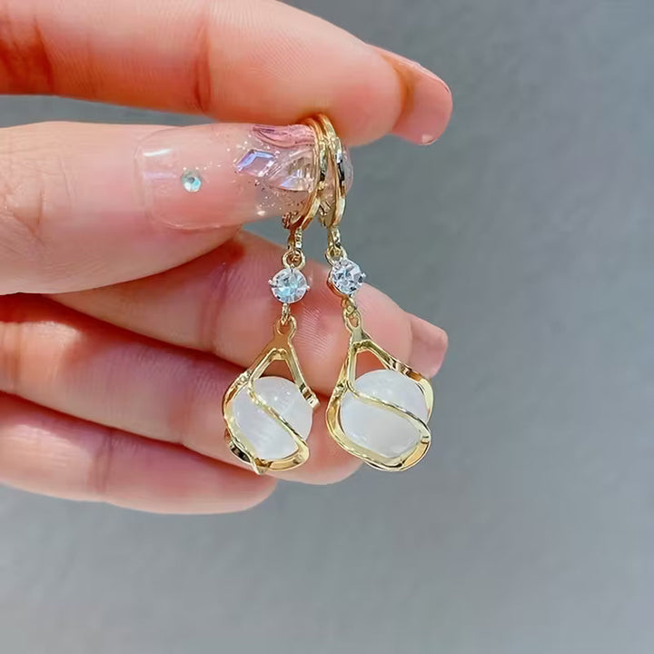 Pendientes Moonstone Granulado Brillante