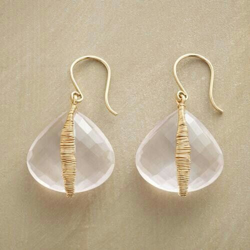 Pendientes artesanales de oro con cristal blanco