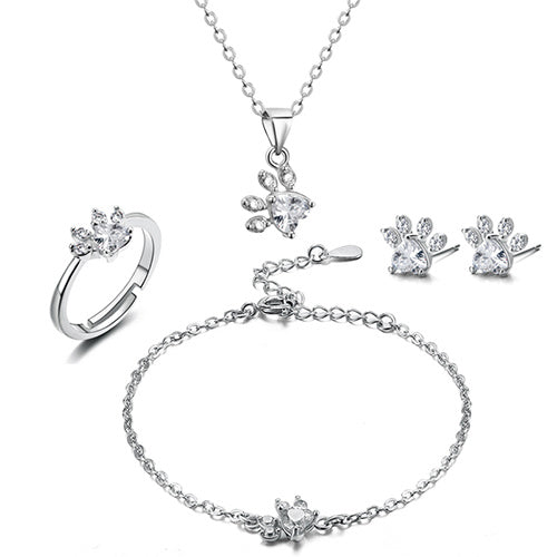 Set de Joyas Paw para Mujer 4 Piezas | Oro Rosa con Corazón de Circonita