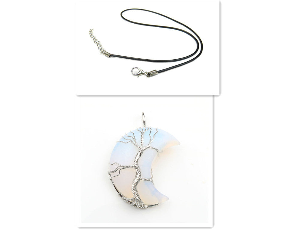 Collar con colgante Árbol de la Vida en cristal lunar Accesorios