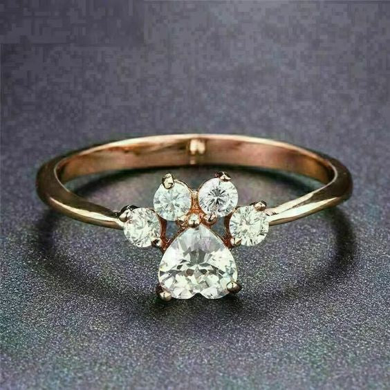 Anillo Vintage con Circonita en Forma de Huella