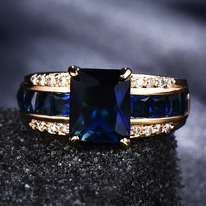 Anillo de Oro Horizonte Azul
