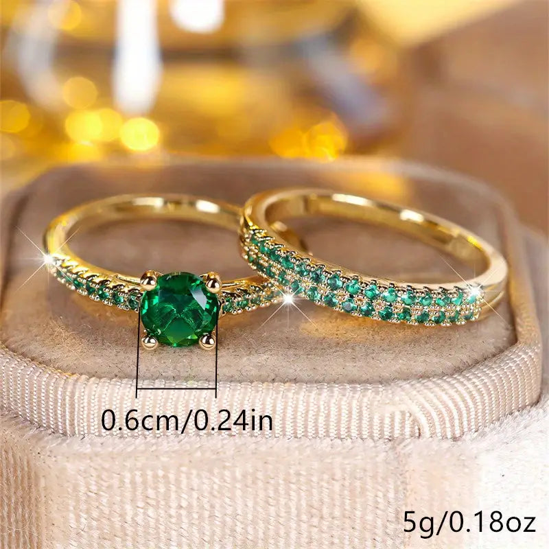 Conjunto de Anillos Serena Esmeralda Celeste