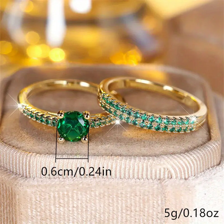 Conjunto de Anillos Serena Esmeralda Celeste