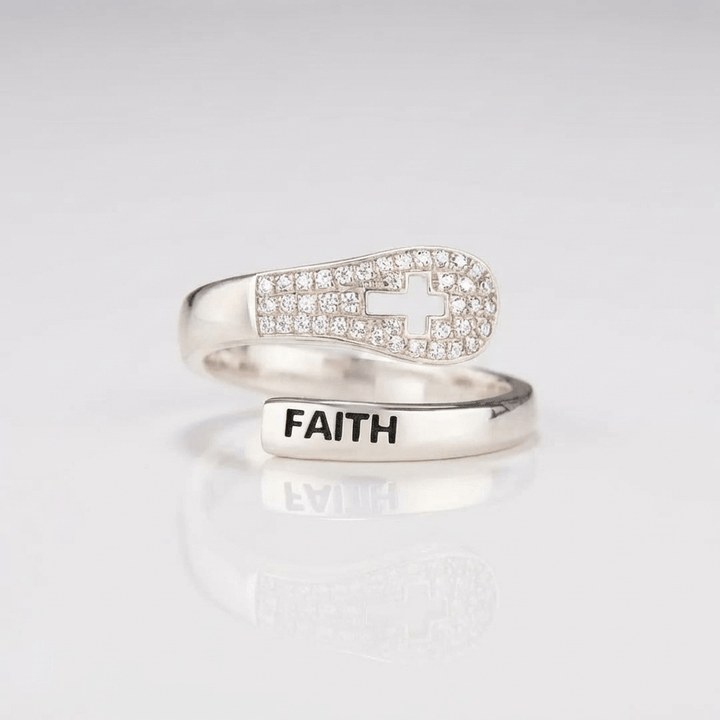 ANILLO DE ZIRCONIO CRUZ Y FE EN PLATA