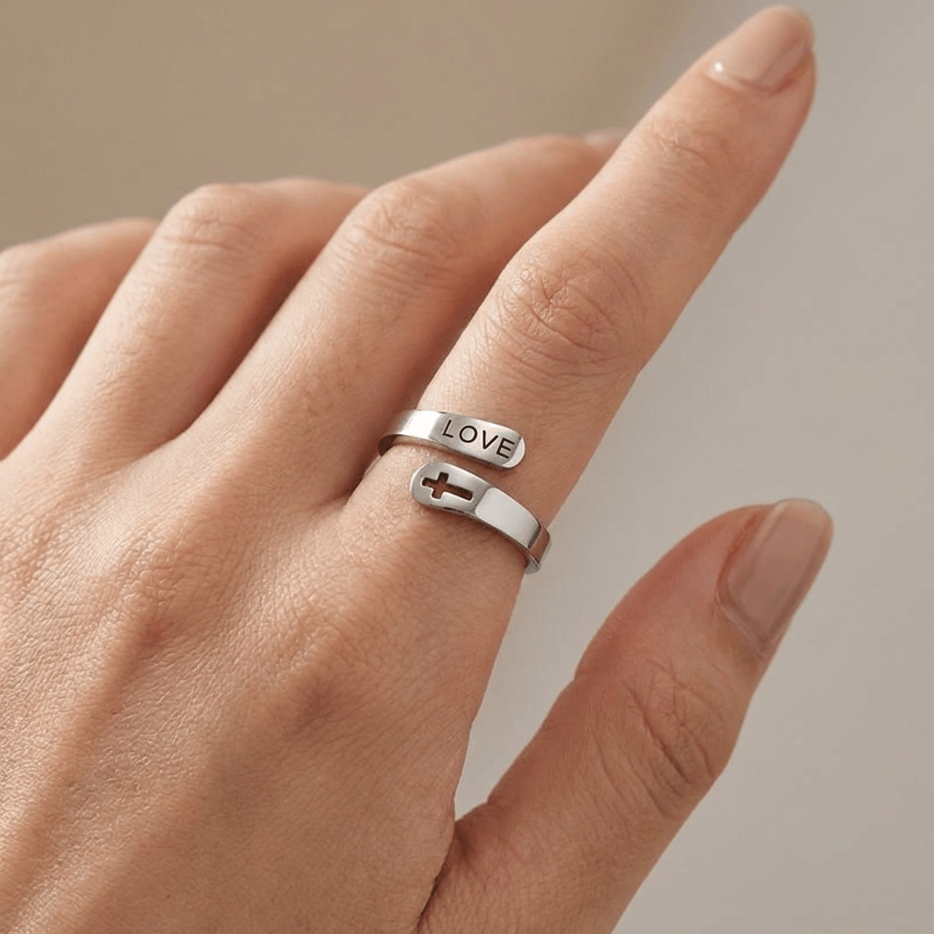 ANILLO CRUZ DE AMOR SAGRADO - (AJUSTABLE)