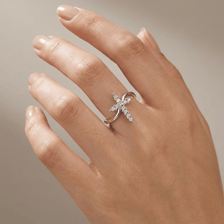 ANILLO CRUZ DE CRISTAL