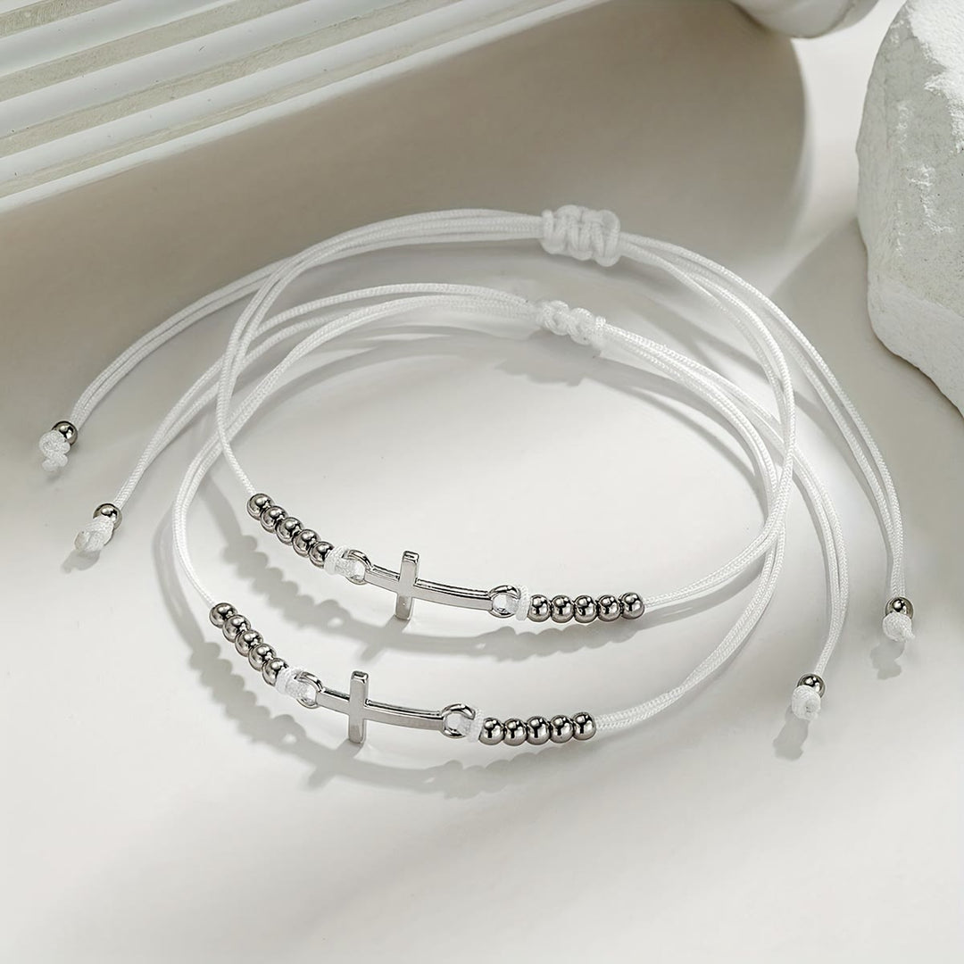 Pulsera de Cuentas en Cruz Intrincada: Tejida con Fe, Gracia y Amor Inquebrantable