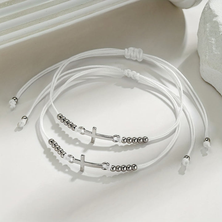 Pulsera de Cuentas en Cruz Intrincada: Tejida con Fe, Gracia y Amor Inquebrantable