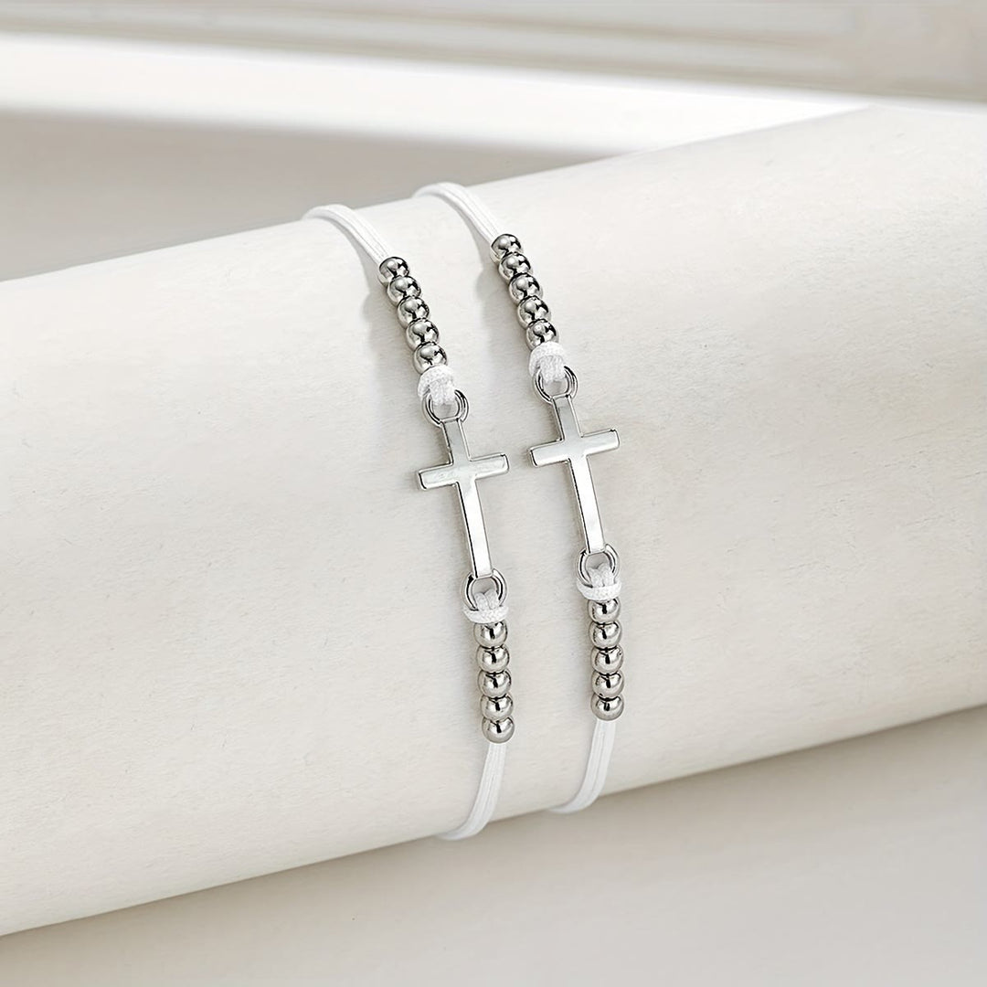 Pulsera de Cuentas en Cruz Intrincada: Tejida con Fe, Gracia y Amor Inquebrantable