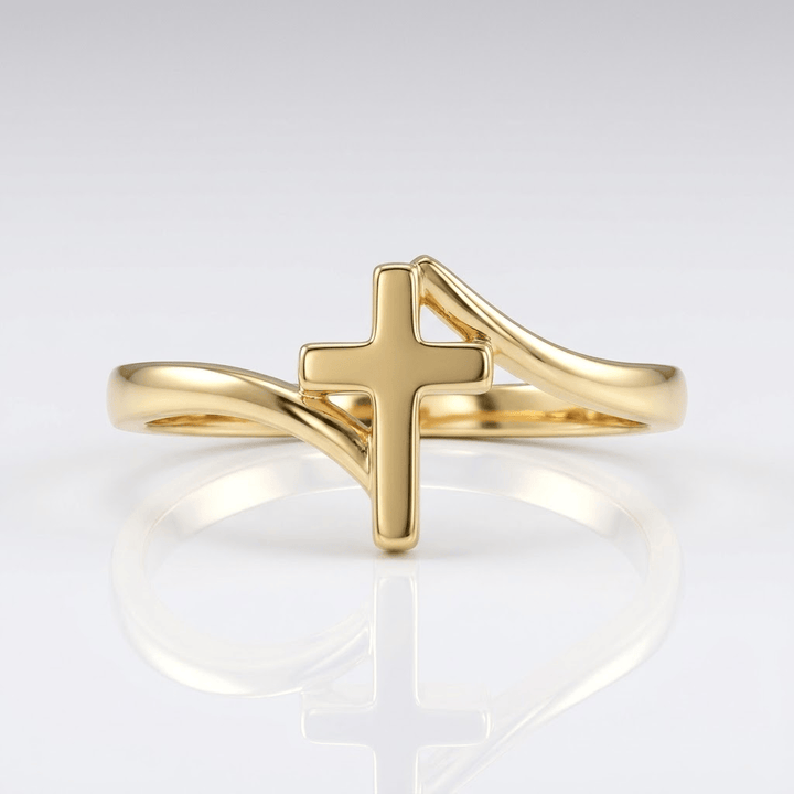 ANILLO DE ORO CRUZ ESTRELLA - AJUSTABLE