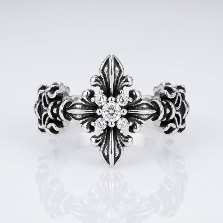 ANILLO CRUZ DE CIRCONIO RETRO - (AJUSTABLE)