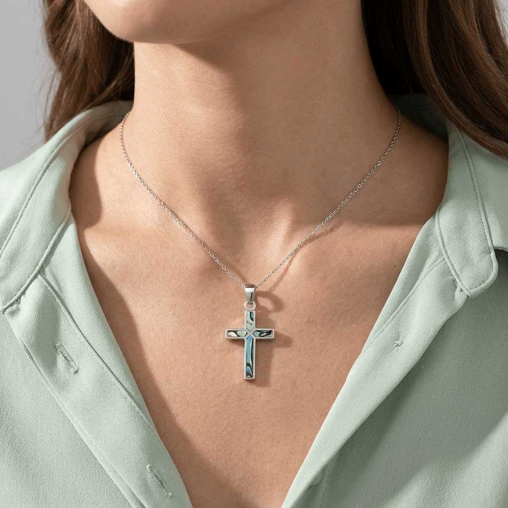 COLLAR DE CRUZ PERSONALIZADO DE CONCHA DE ABULÓN