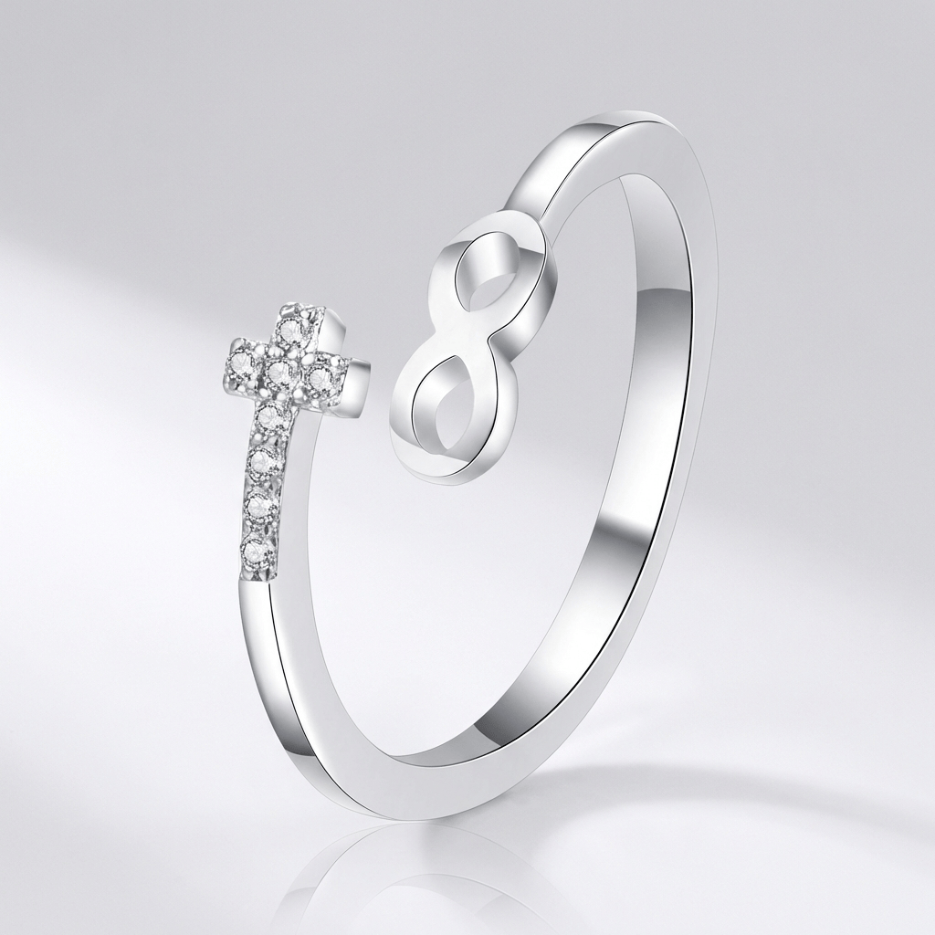 ANILLO DE PLATA FE & INFINITO - (AJUSTABLE)