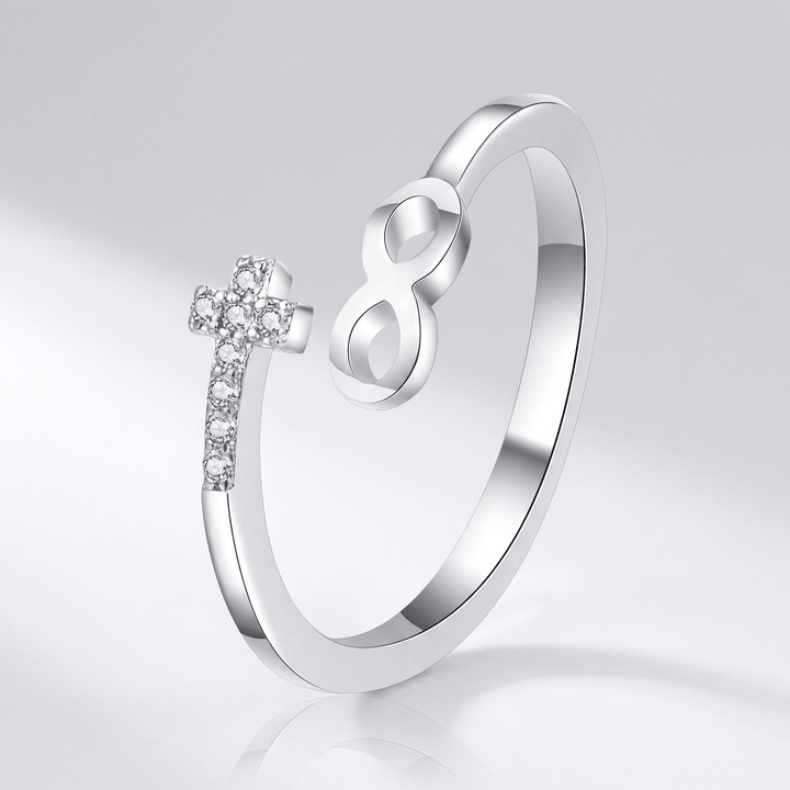 ANILLO DE PLATA FE & INFINITO - (AJUSTABLE)