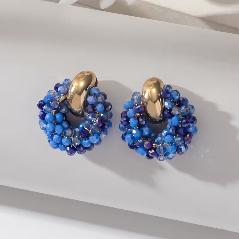 Par de pendientes artesanales bohemios con cuentas