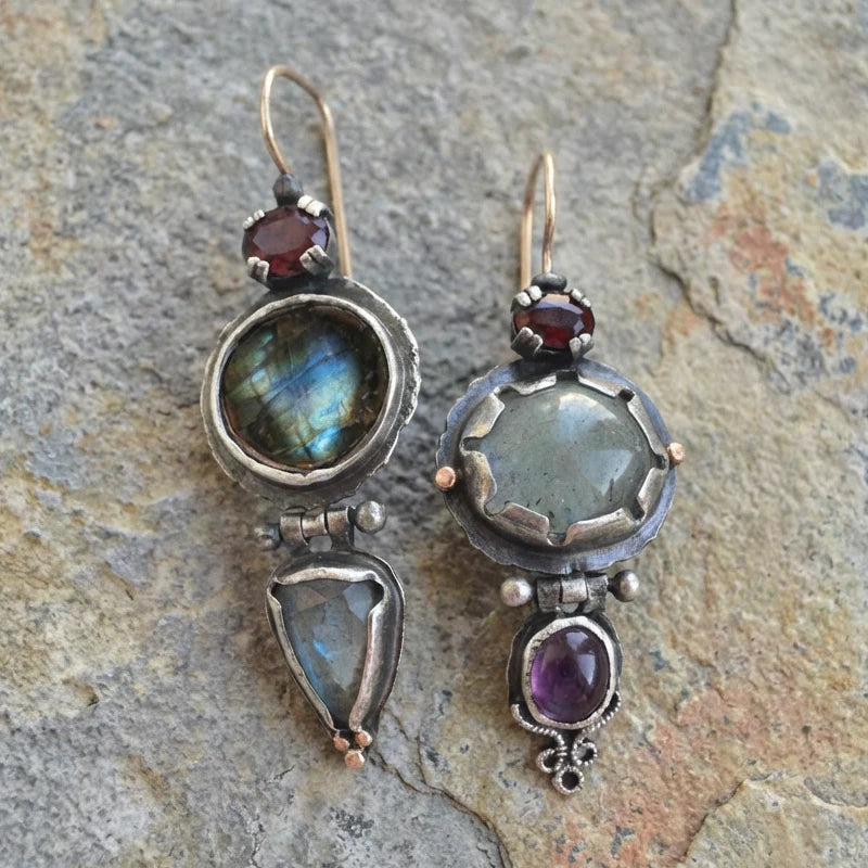 Pendientes vintage con piedra verde