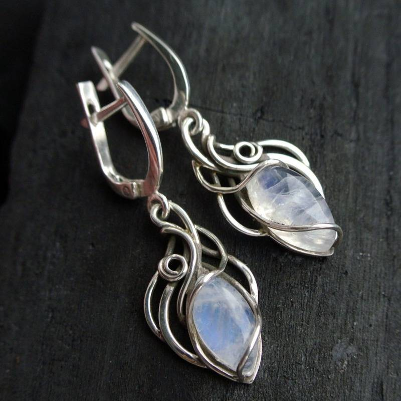 Pendientes de plata con cristal blanco