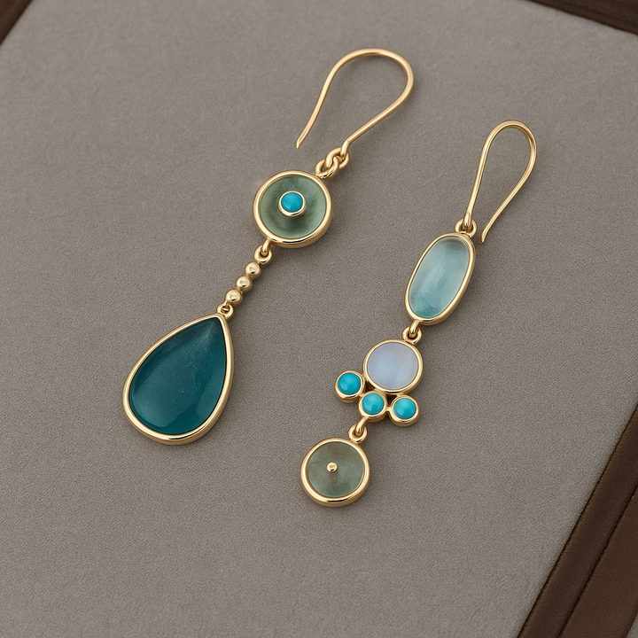 Pendientes colgantes con piedras azules