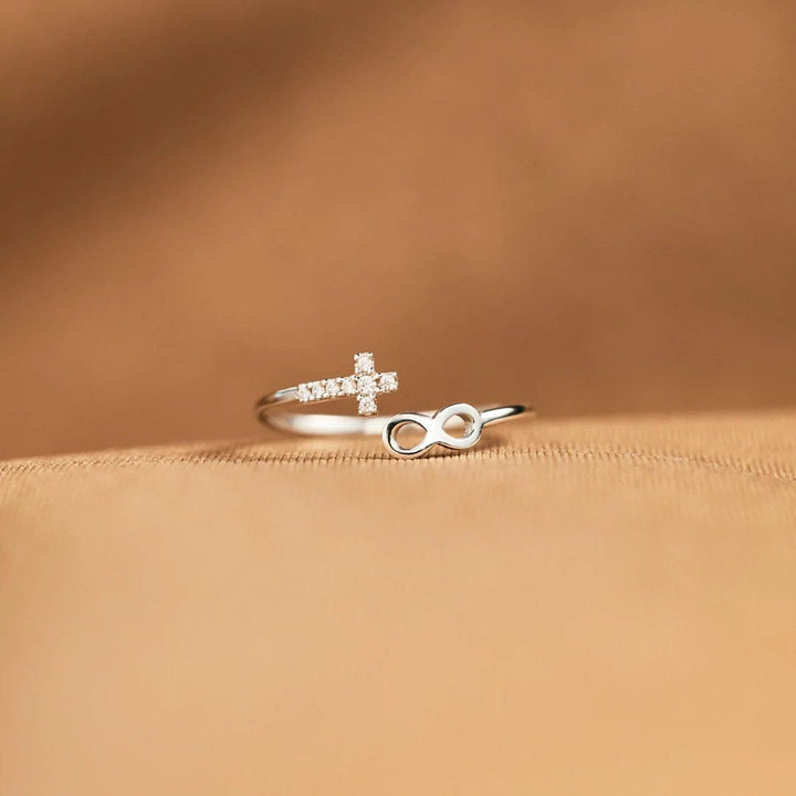 ANILLO DE PLATA FE & INFINITO - (AJUSTABLE)