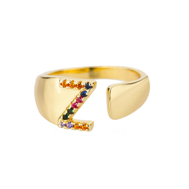 Anillo de Oro con Letra Personalizada (Ajustable)