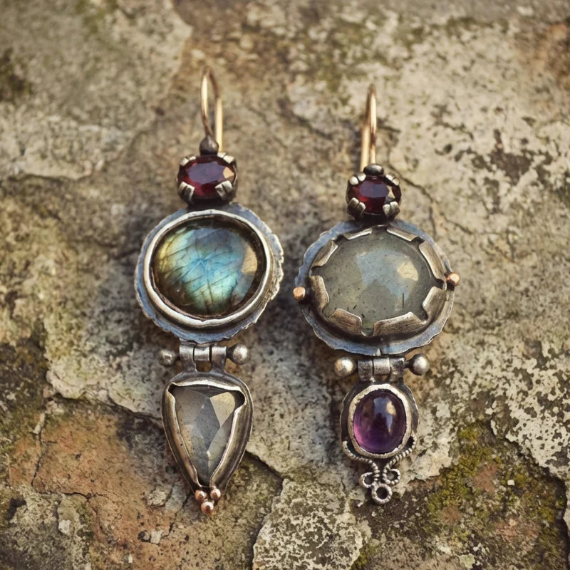 Pendientes vintage con piedra verde