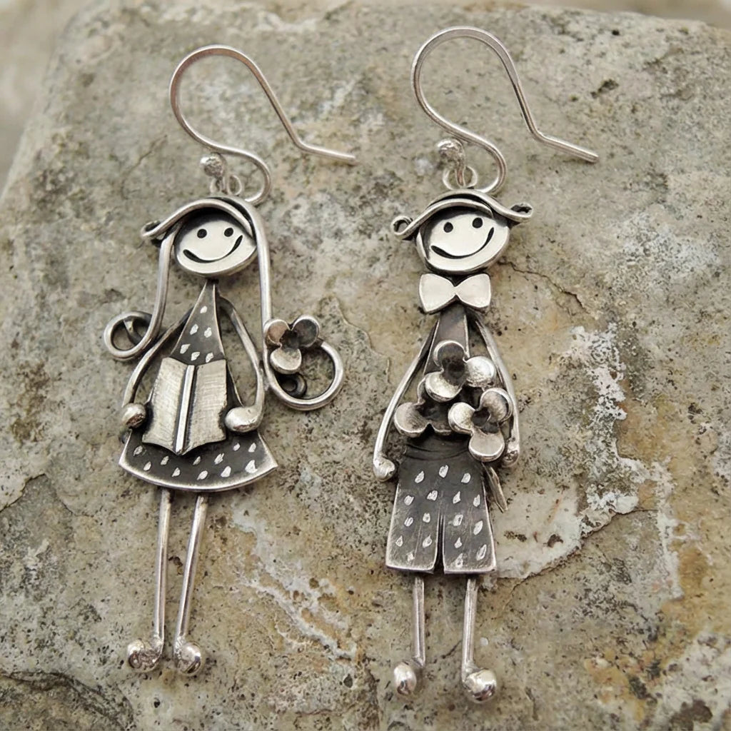 Pendientes colgantes vintage para niño y niña