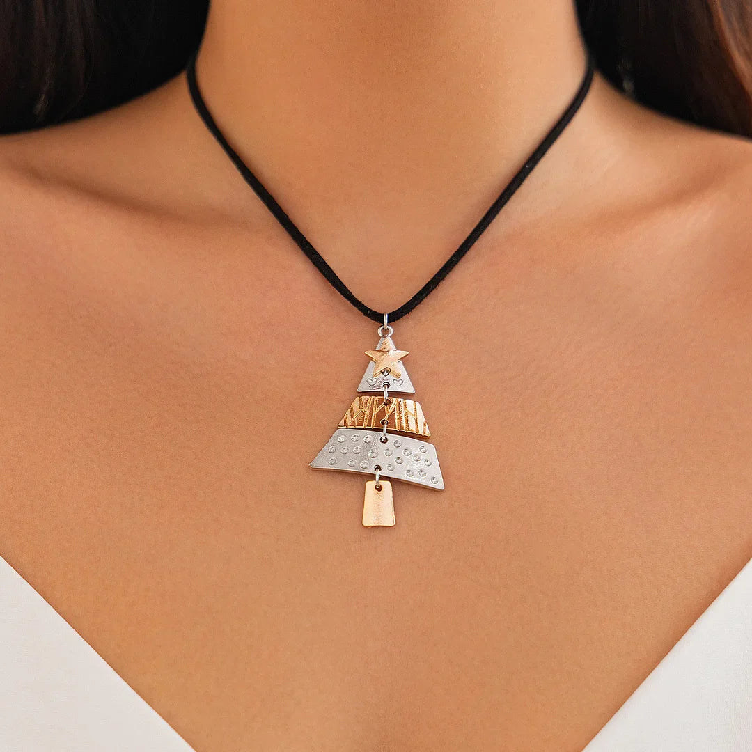 Pendientes colgantes con forma de árbol de Navidad en metal mixto