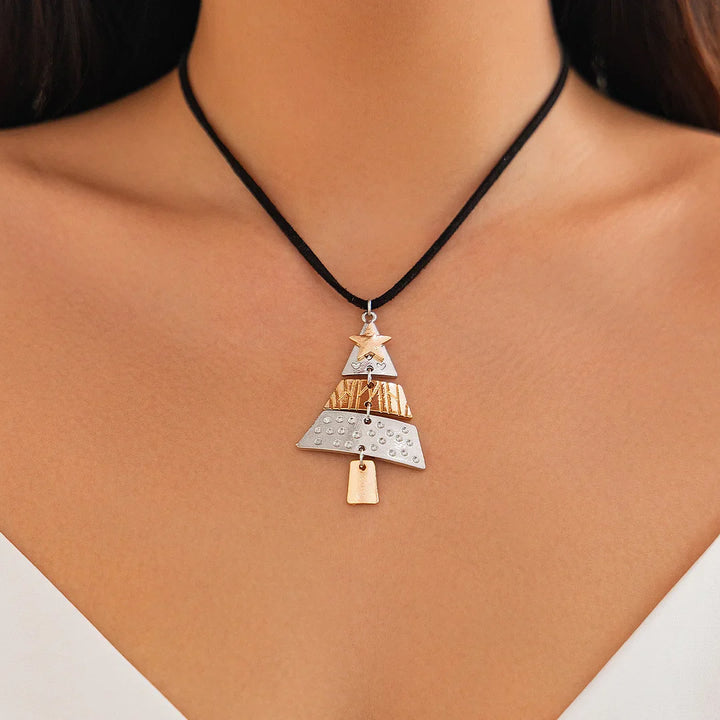 Pendientes colgantes con forma de árbol de Navidad en metal mixto