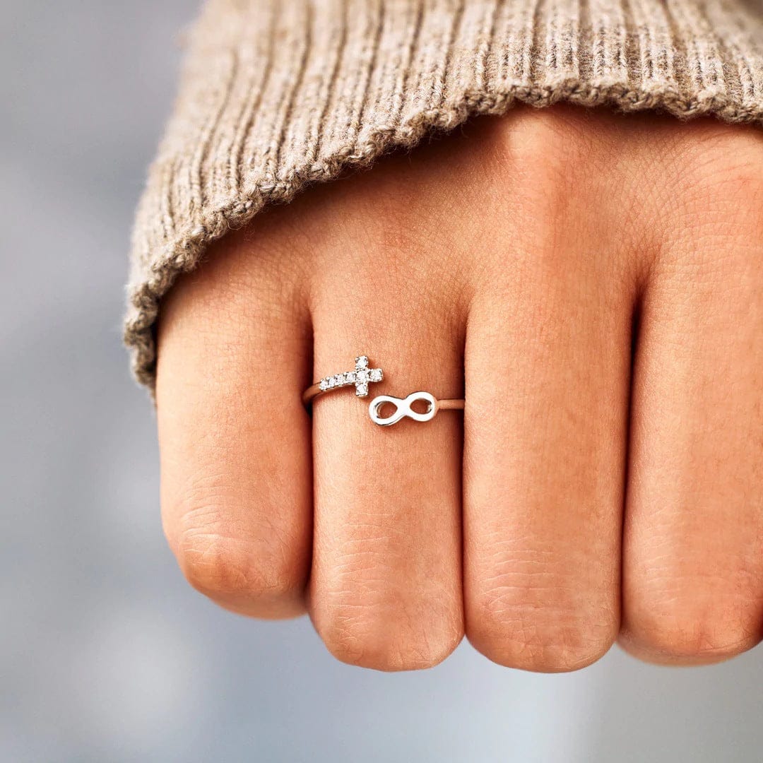 ANILLO DE PLATA FE & INFINITO - (AJUSTABLE)