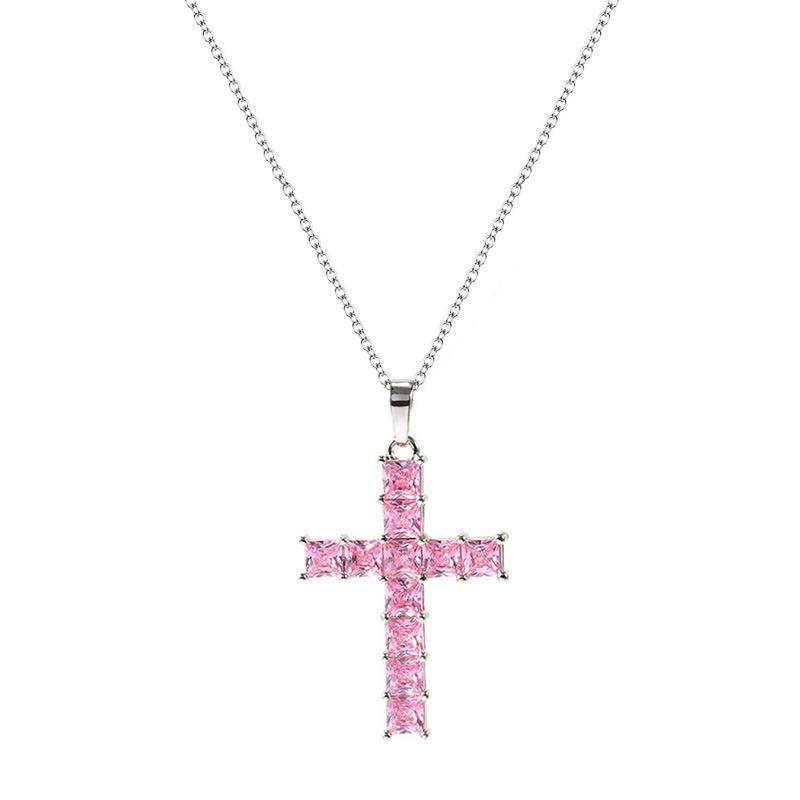 COLLAR CRUZ DE DIAMANTES COLORIDOS