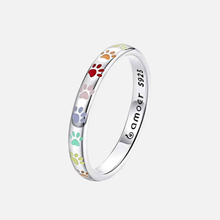 Anillo en Plata de Ley con Diseño de Huella