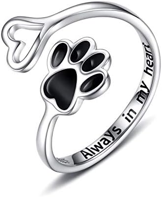 Anillo Artesanal con Huella y Corazón – Ajustable, Plata Esterlina 925