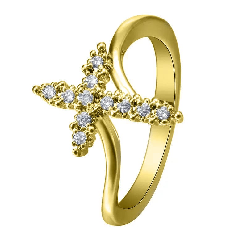 ANILLO CRUZ DE PLATA CUBIERTO DE CIRCONIO