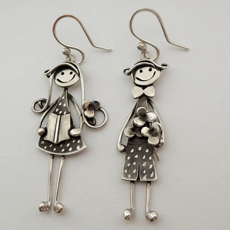 Pendientes colgantes vintage para niño y niña