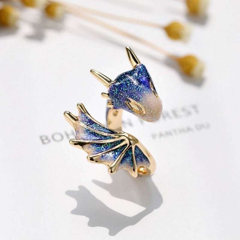 Anillo con Índice Dragón Azul Cielo Estrellado