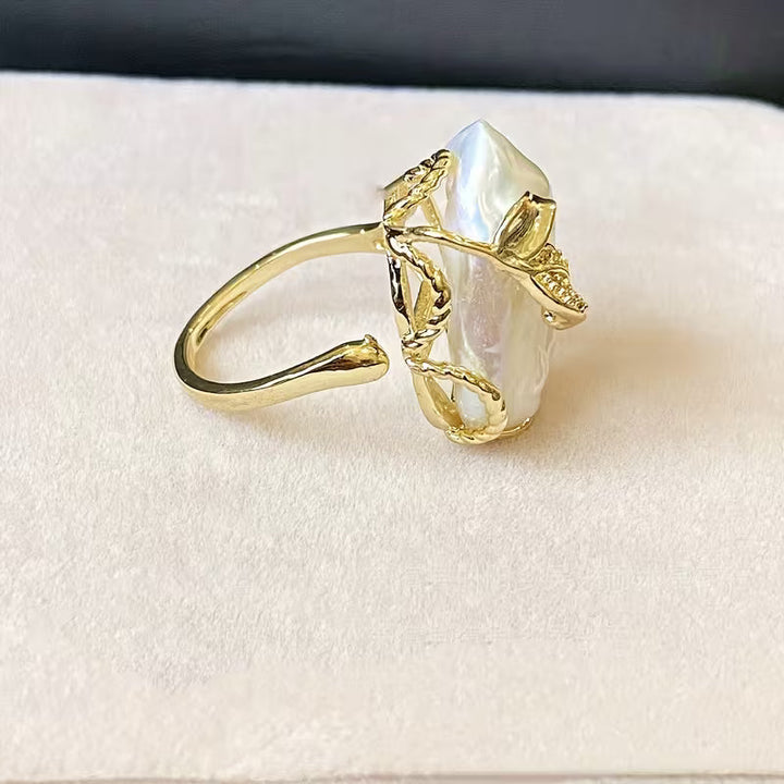 Anillo de Compromiso con Perlas Naturales de Agua Dulce