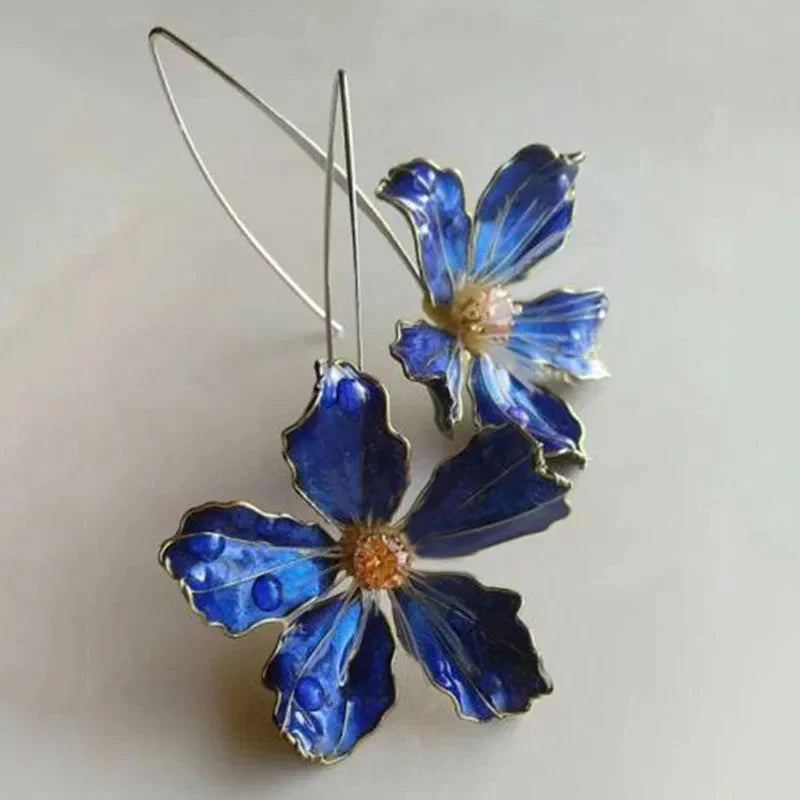 Pendientes de flor vintage azules