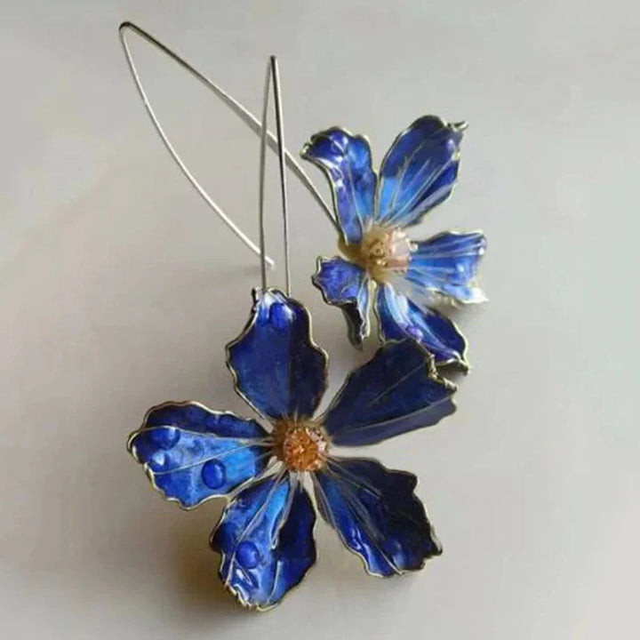 Pendientes de flor vintage azules