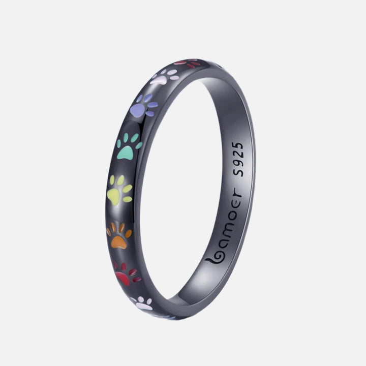 Anillo en Plata de Ley con Diseño de Huella