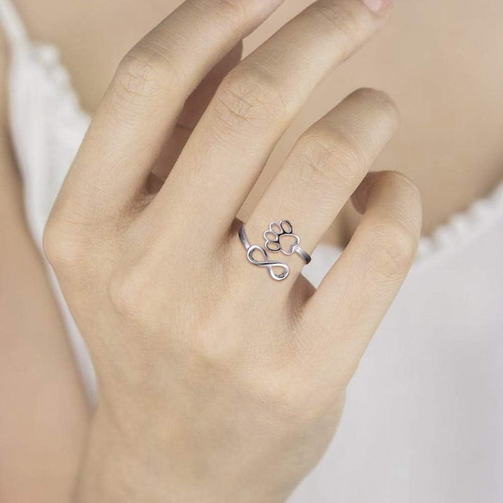 Anillo Artesanal con Huella y Corazón – Ajustable, Plata Esterlina 925